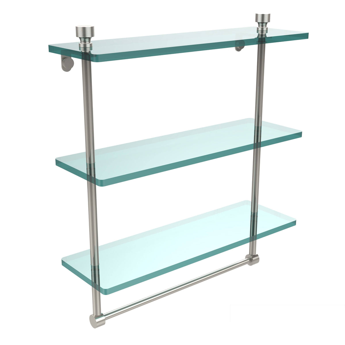 Polished Nickel Triple Tiered Glass Shelf with Towel Bar V99719
