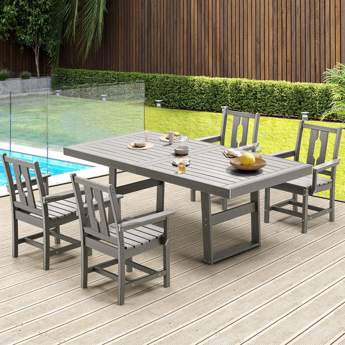 5 Piece HDPE Patio Dining Set with 4 Armchairs X8657