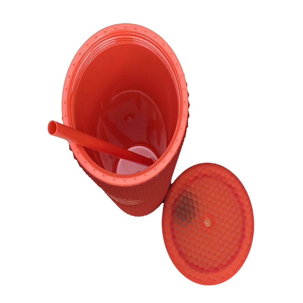 Red Studded Tumbler with Straw O6003