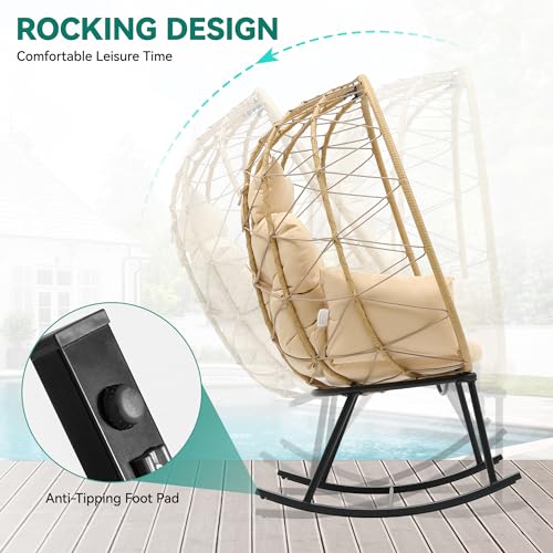 Beige Wicker Rocking Egg Chair A6406