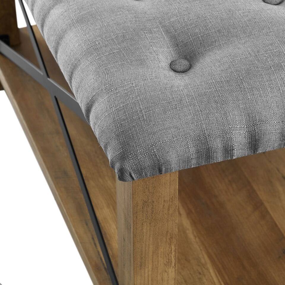 Grey Tufted Ottoman X93738