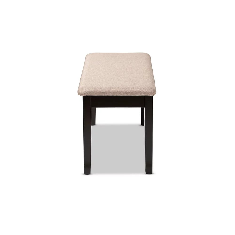 Sand Fabric Upholstered Wood Dining Bench D395896