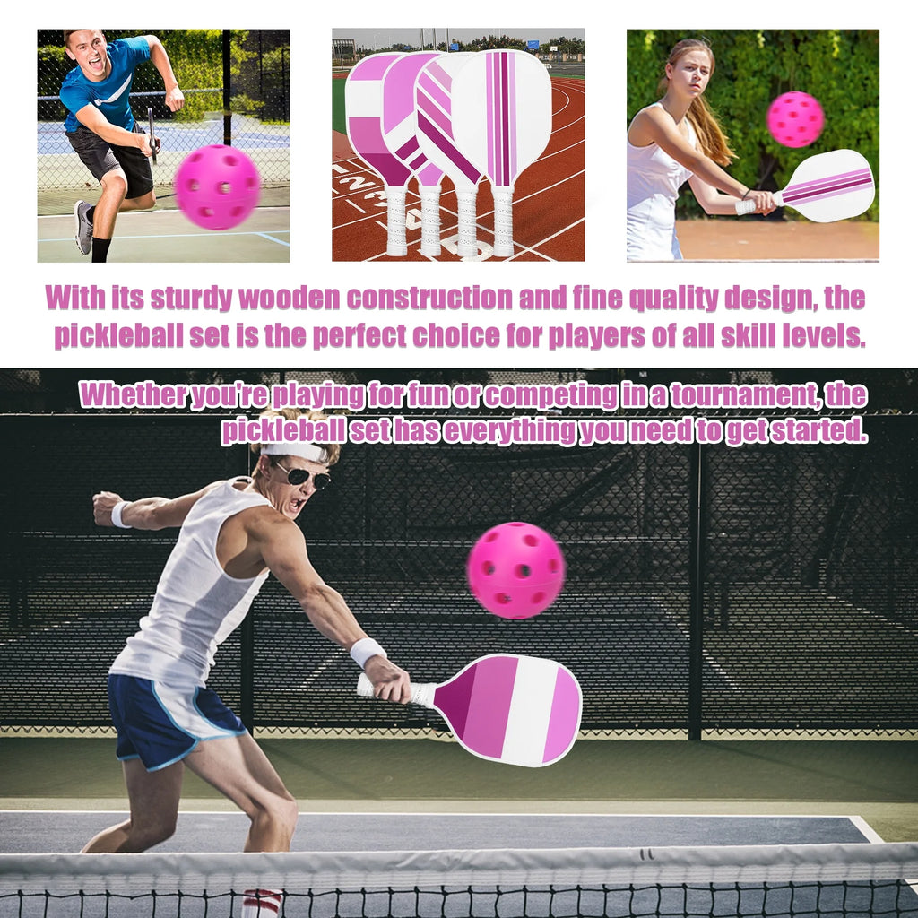 USAPA Approved Pickleball Set of 4 with 4 Balls Pink X297714