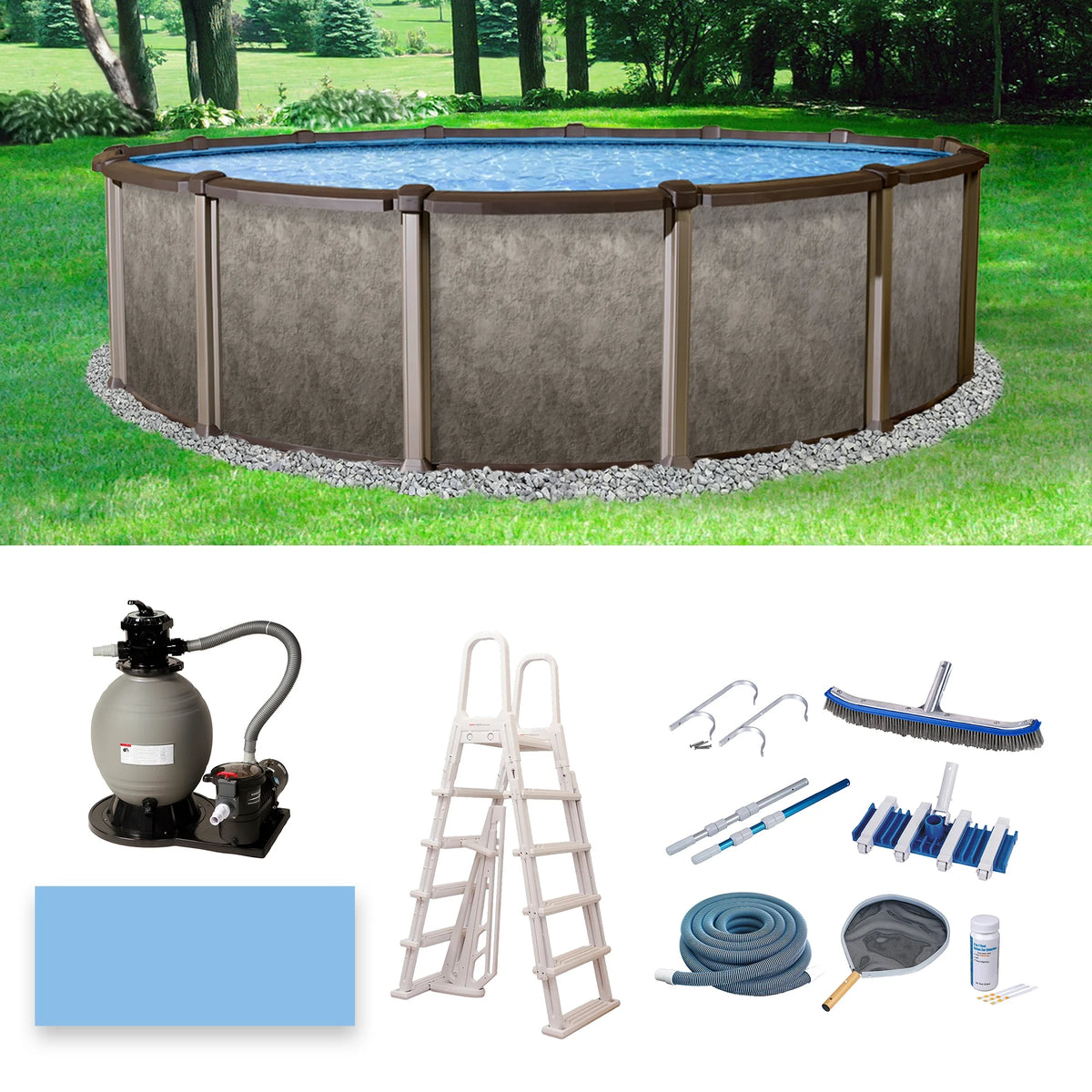 24-ft Round 54-in Deep Metal Wall Swimming Pool A900425