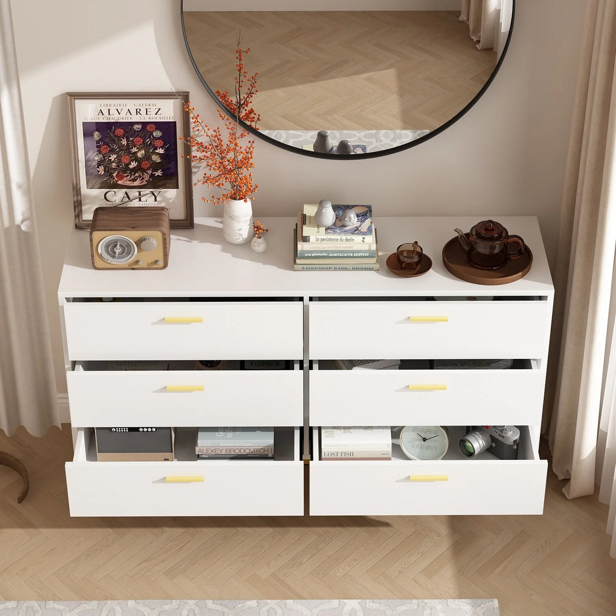 White 6 Drawer Dresser C670946