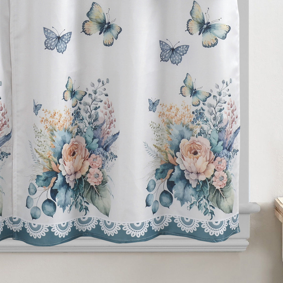 Turquoise 3-Piece Kitchen Curtain Tiers & Swag Set, 58x36 & 28x36 inches U77100