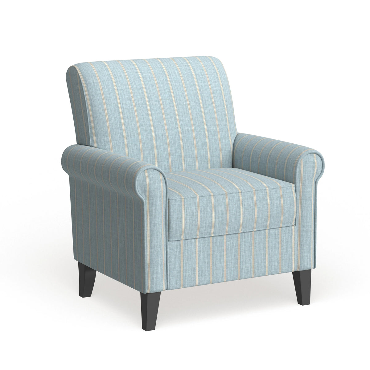 Turquoise Stripe Rolled Arm Chair I189174
