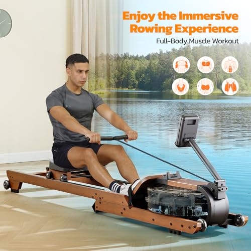 Foldable Water Rowing Machine 350 LBS with LCD Monitor C855