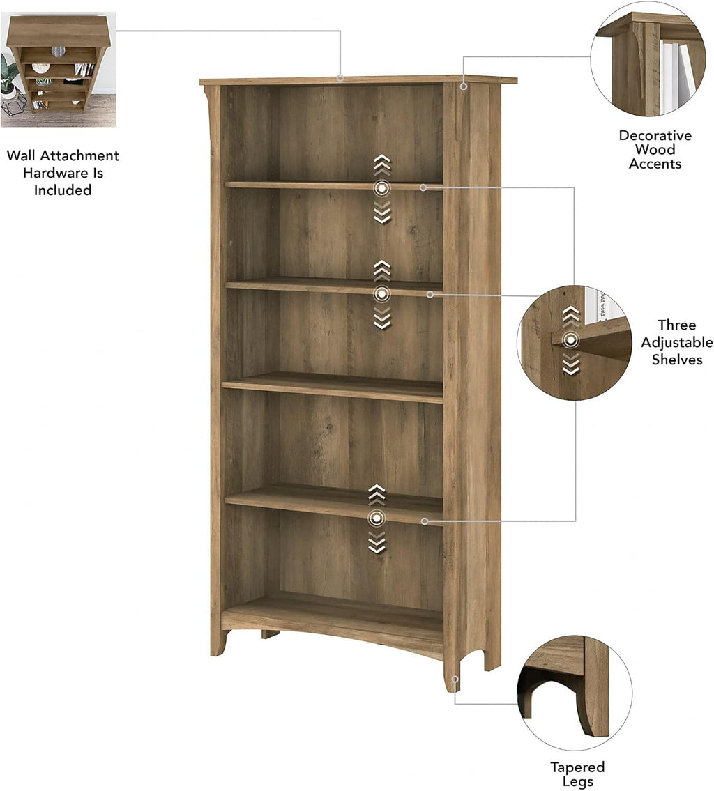 Tall 5 Shelf Bookcase, Reclaimed Pine F1221