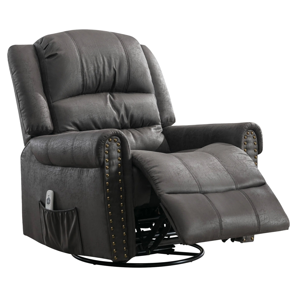 Gray PU Leather Swivel Recliner Chair with Massage and Heat Y7770