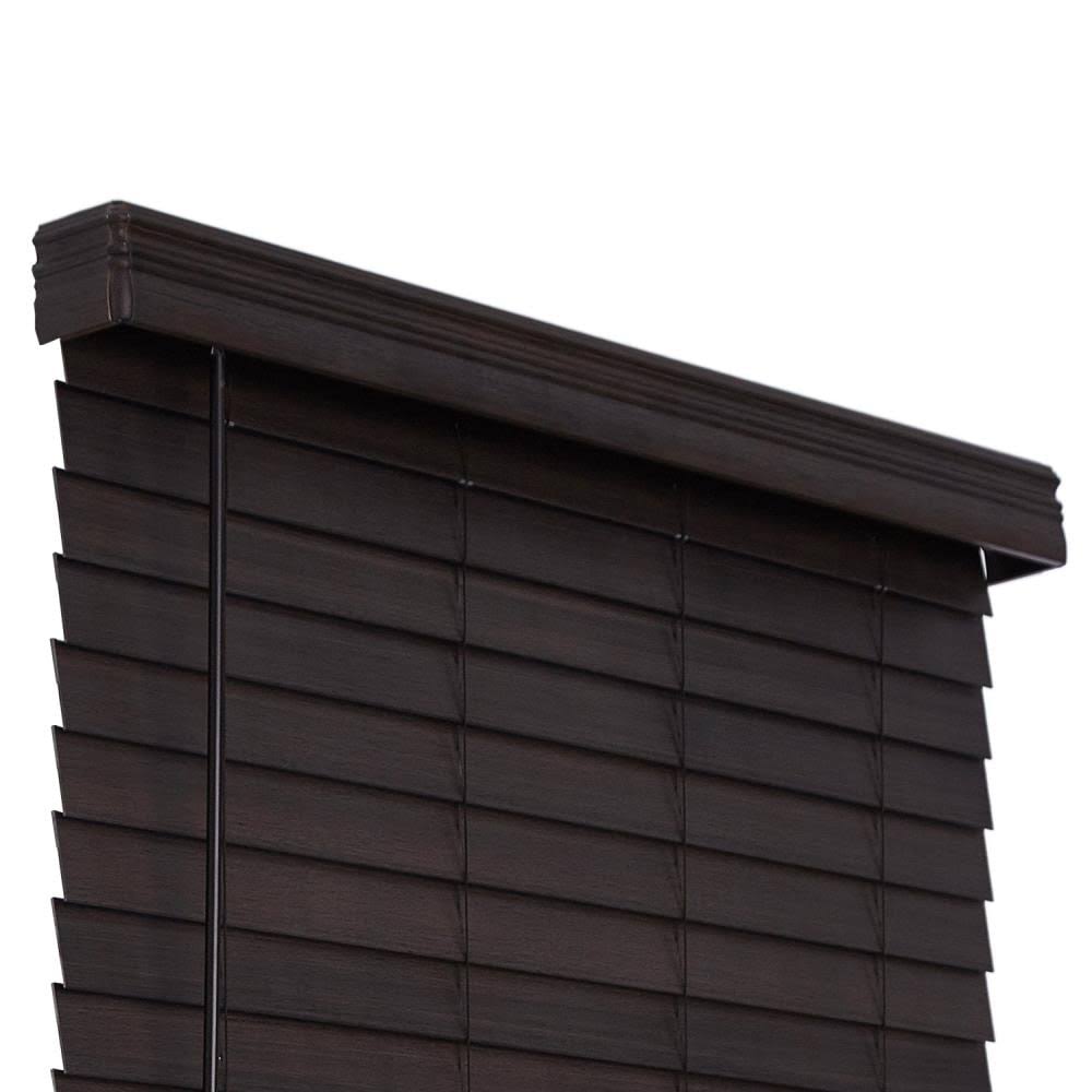 Brown Oak Cordless 2.5 in. Distressed Faux Wood Blind V53247
