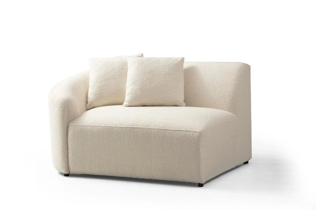 Ivory Boucle Curved Sectional M527