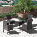 5 Pieces Patio Dining Set with Glass Tabletop 4 Chairs with Cushions Gray D76800