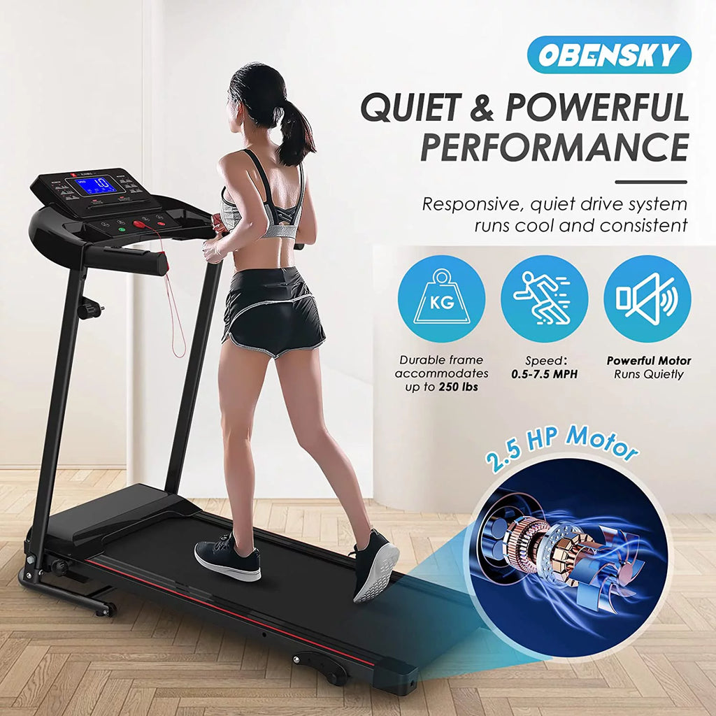 Folding Incline Treadmill with Smart LCD Display, 265lbs, 2.5HP Electric Treadmill H73502