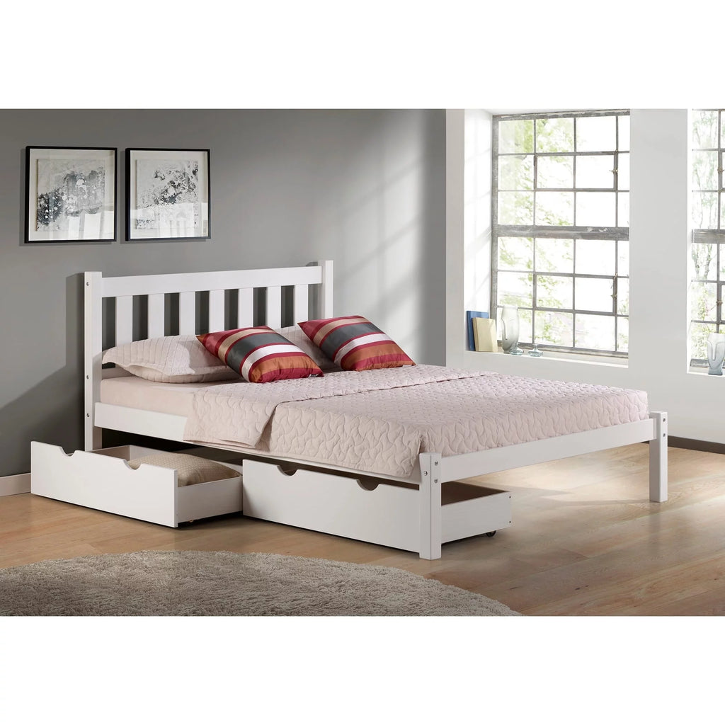 White Full Bed with Storage Drawers E88609