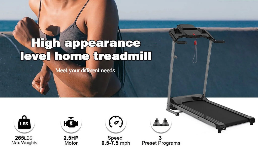 Foldable Electric Treadmill 2.5HP 265LBS Weight Capacity O8682