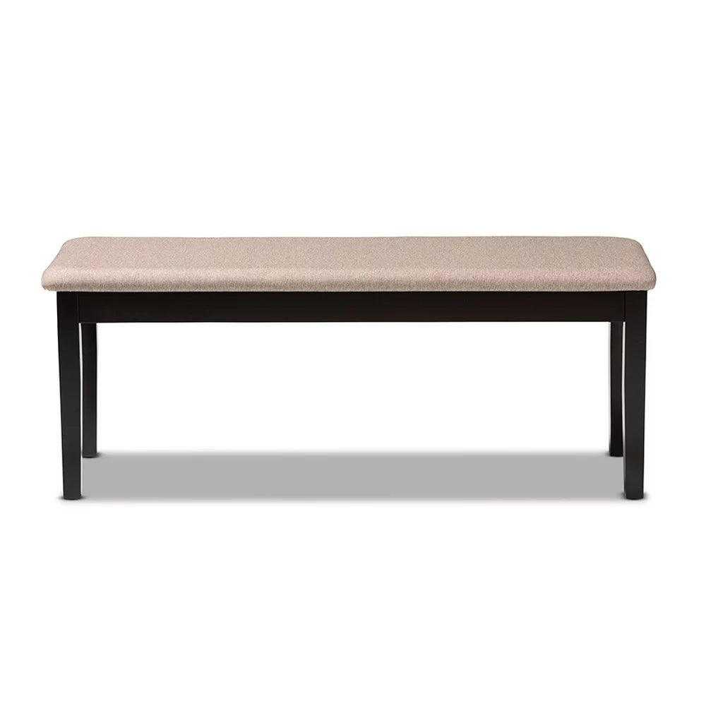 Sand Fabric Upholstered Wood Dining Bench D395896