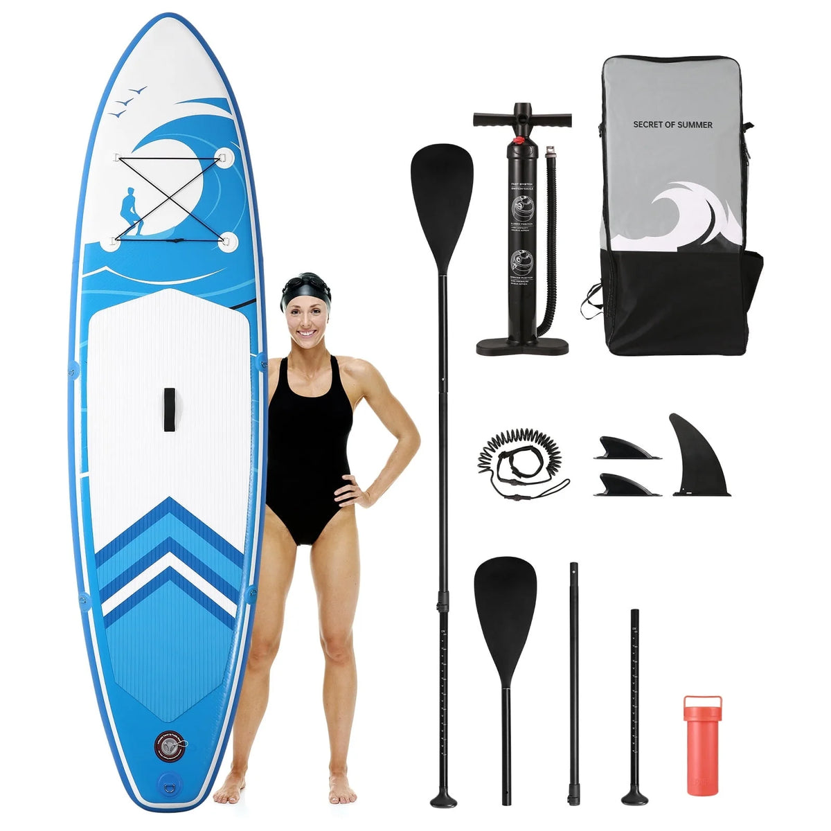 10' Green Inflatable Paddle Board with Carry Bag D135