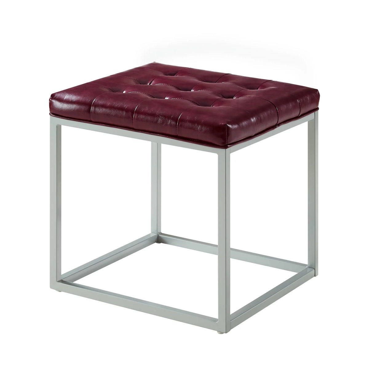 Purple Faux Leather Gray Cube Ottoman Q3367