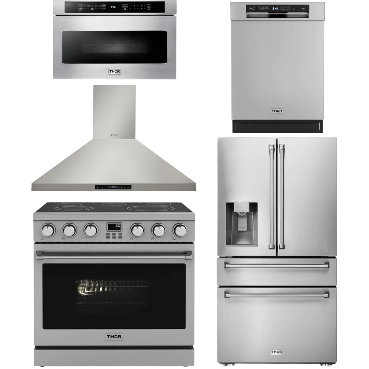 36 Electric Range, Range Hood, Refrigerator, Dishwasher and Microwave K7337