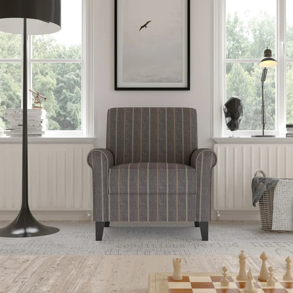Turquoise Stripe Rolled Arm Chair I189174