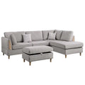 Charcoal L Shape Sectional Sofa Set with Ottoman I5187