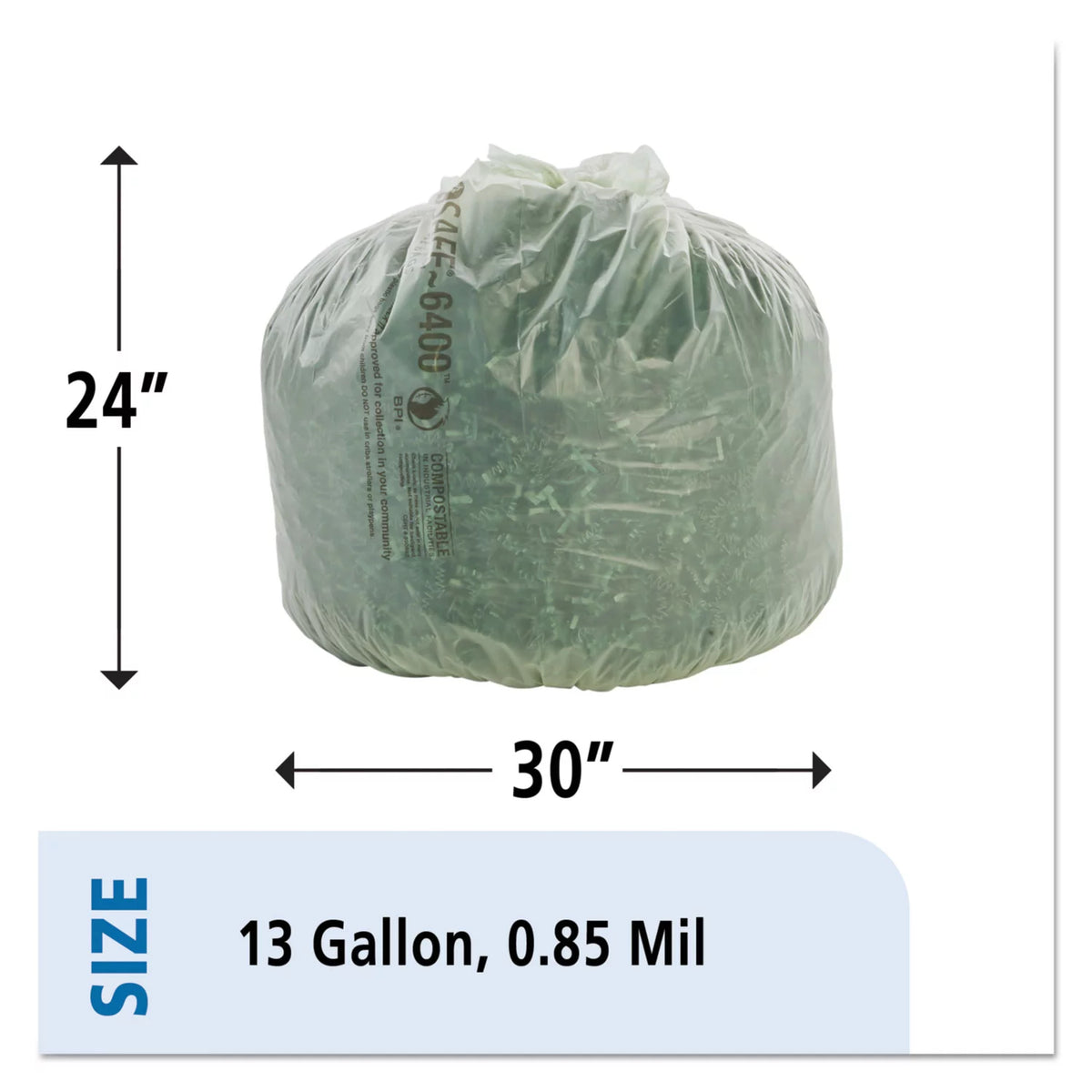 Compostable Trash Bags 13 gal 45/Box Green B174