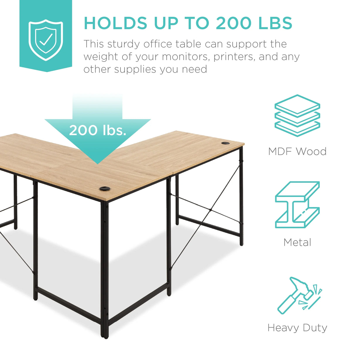 Oak/Black Modular L-Shaped Desk V69183