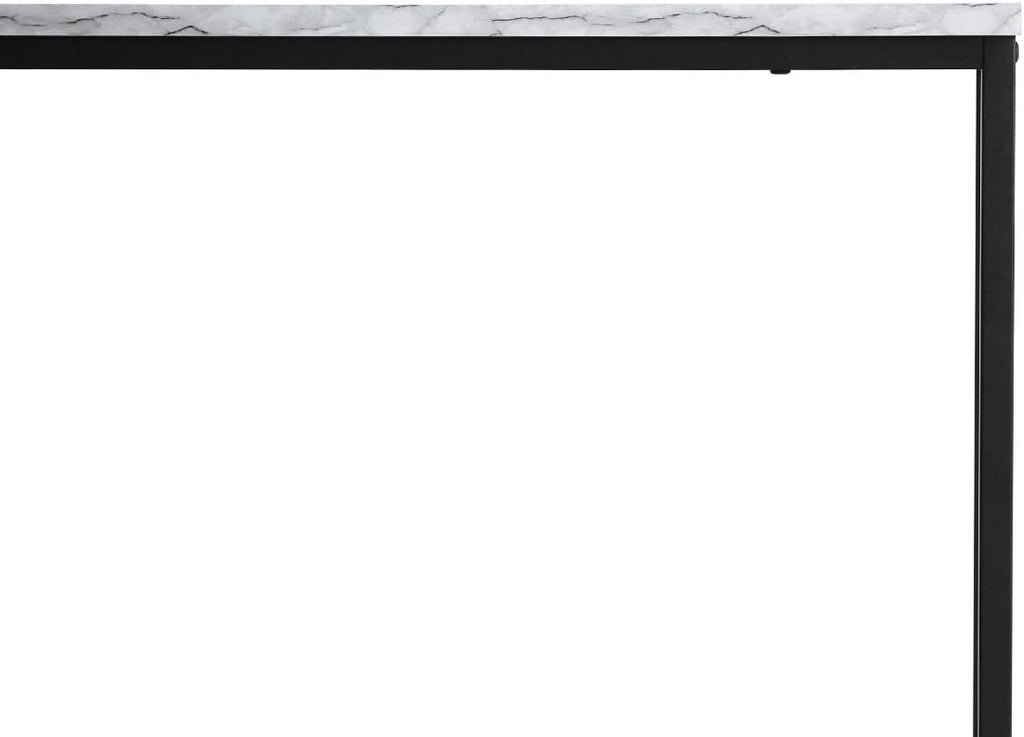 Black Faux Marble Console Table with Metal Frame D58943