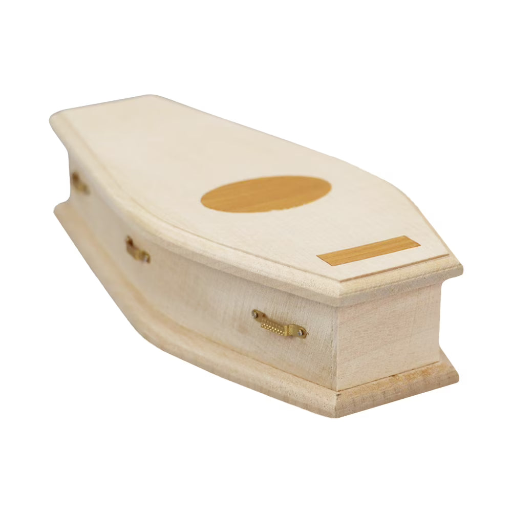 Miniature Coffin Wood Doll House Decoration Z44835