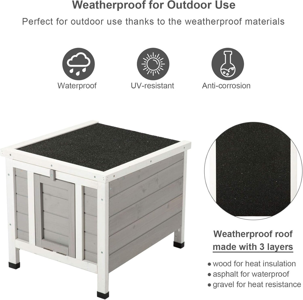 White Weatherproof Wooden Bunny Hutch Pet Cage V629099