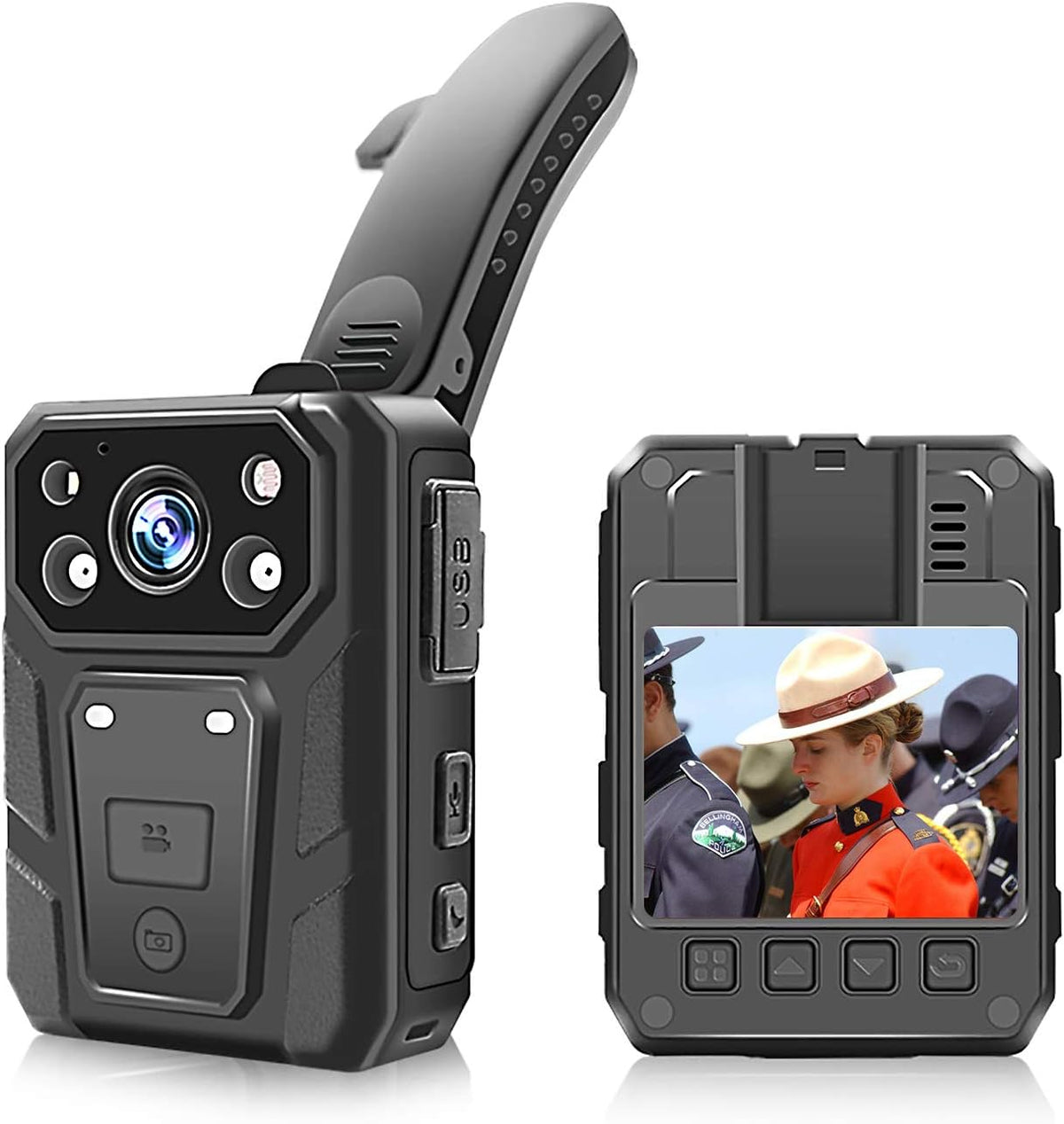 1296P HD Waterproof Body Camera with 2 Inch Display, IR Night Vision, 64GB Memory Y166
