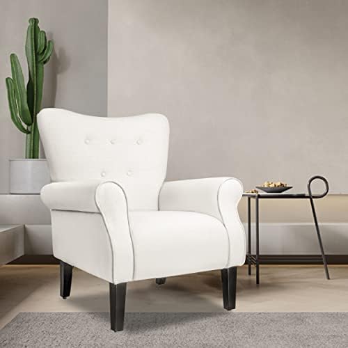 Beige Fabric High Backrest Accent Chair U71071