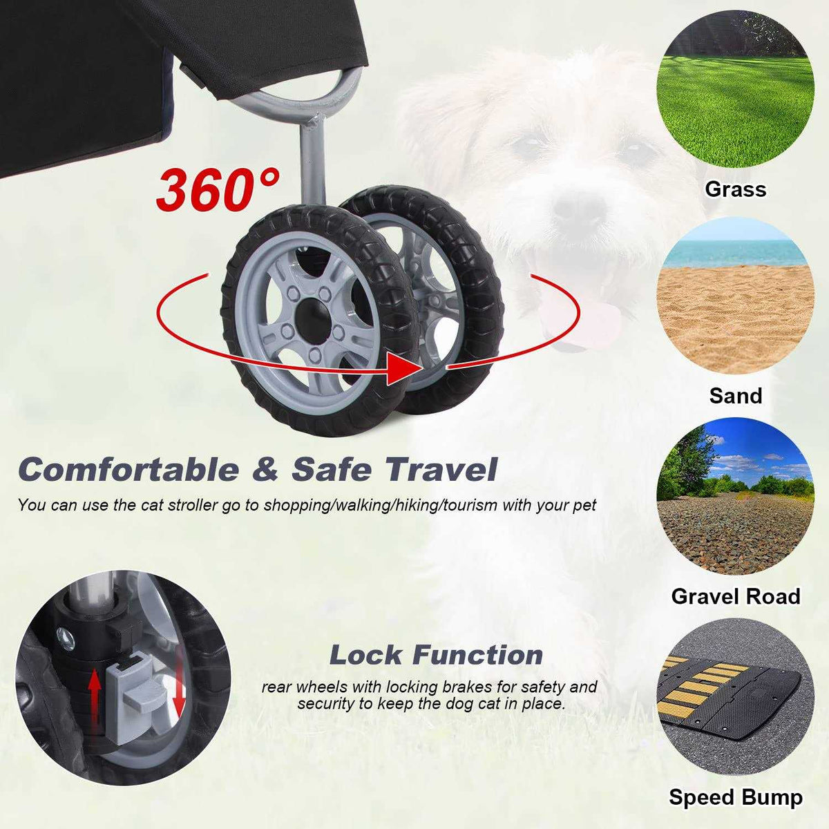 Pet Stroller Cat Dog Cage Folding Carrier T365