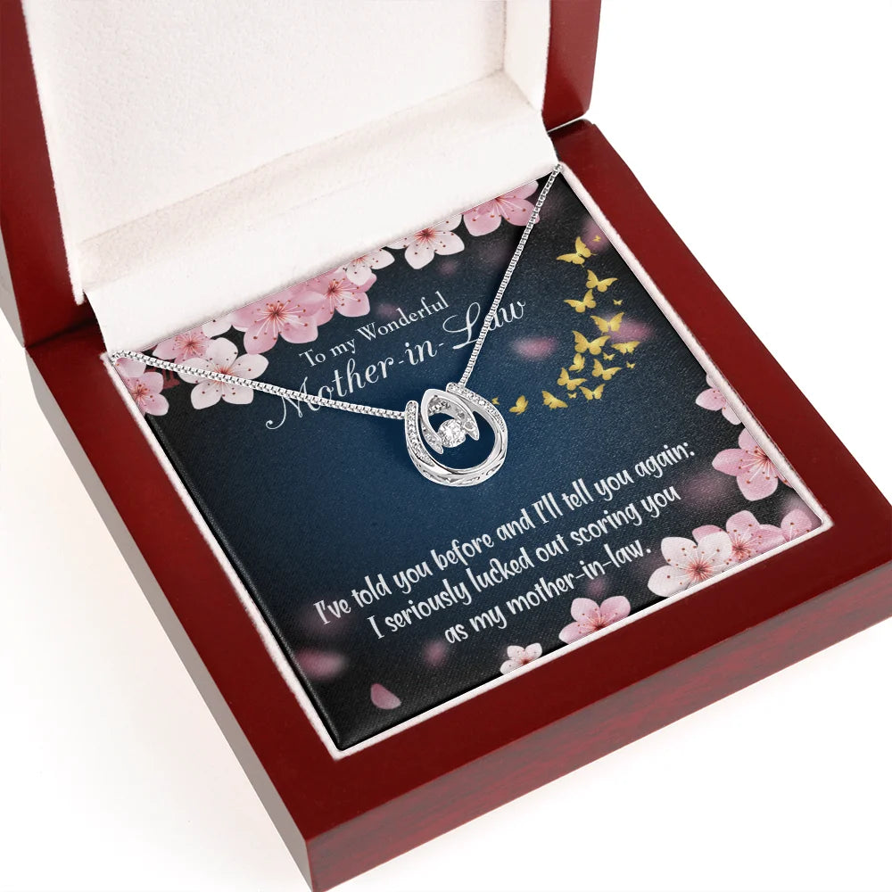 14k CZ Crystal Horseshoe Necklace with Message Card B441