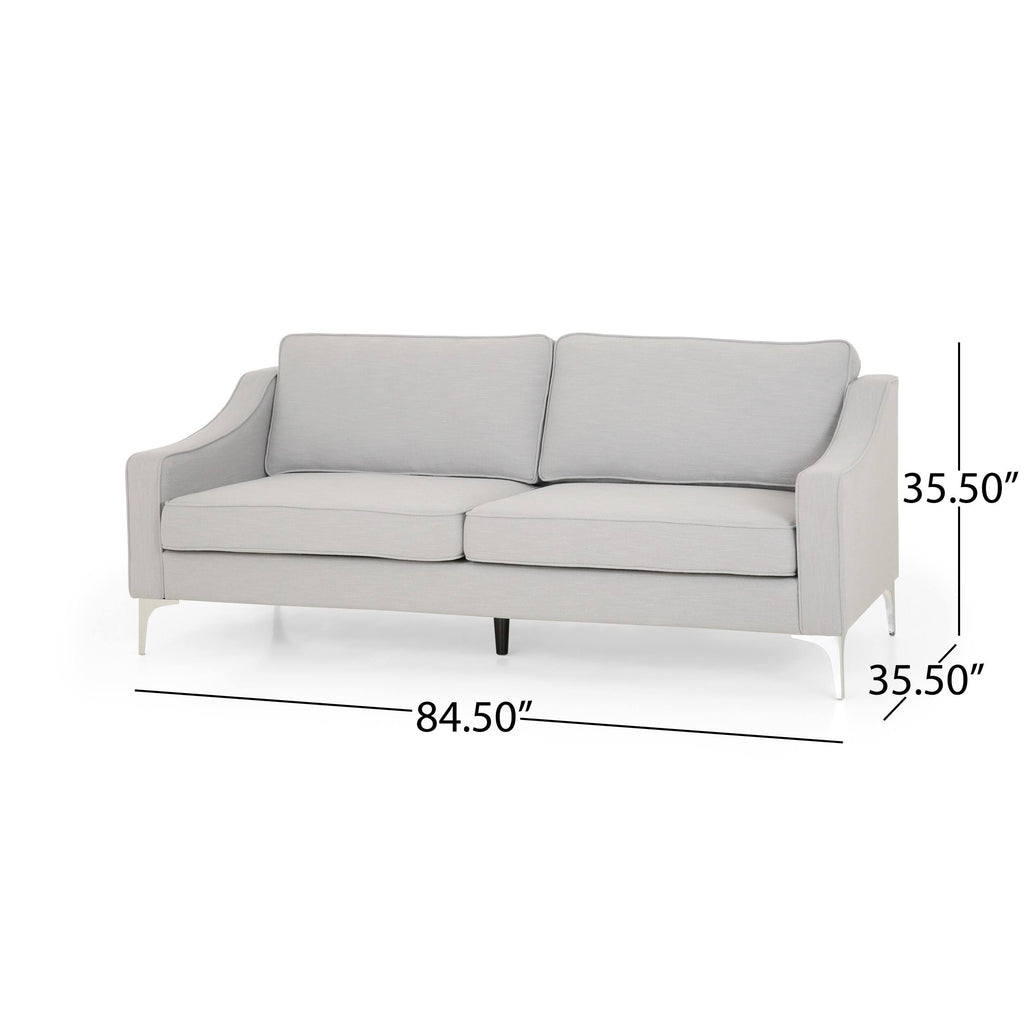 Dark Granite Silver Gray Polyester 3 Seater Sofa G847