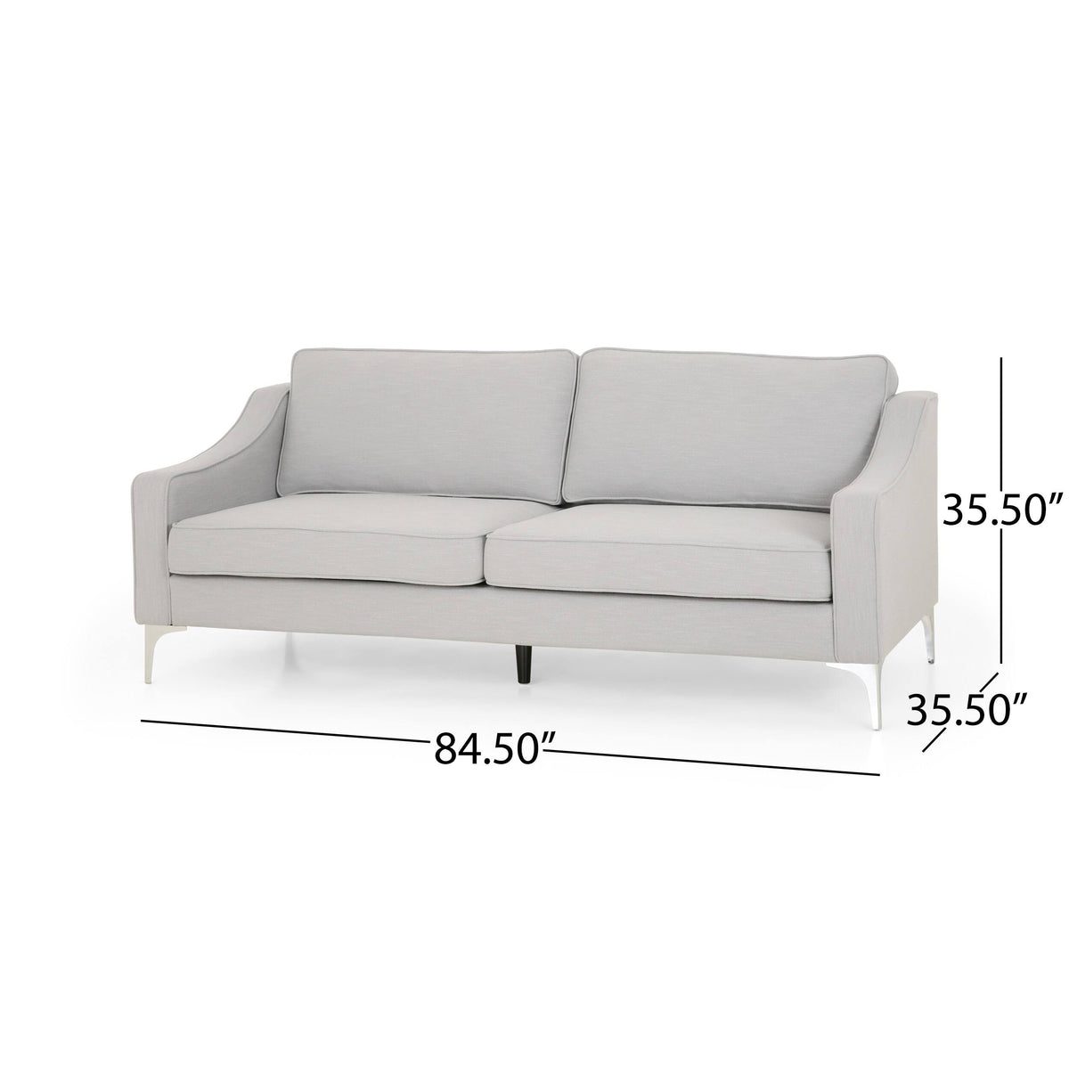 Dark Granite Silver Gray Polyester 3 Seater Sofa G847