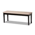 Sand Fabric Upholstered Wood Dining Bench D395896