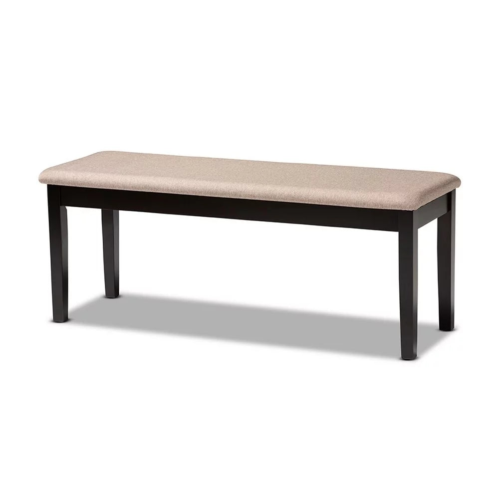 Sand Fabric Upholstered Wood Dining Bench D395896