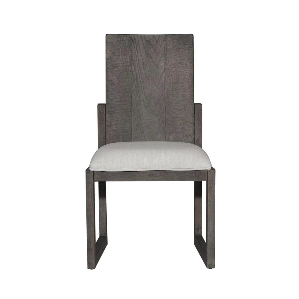 Panel Back Side Chair Set of 2 Grey N84094
