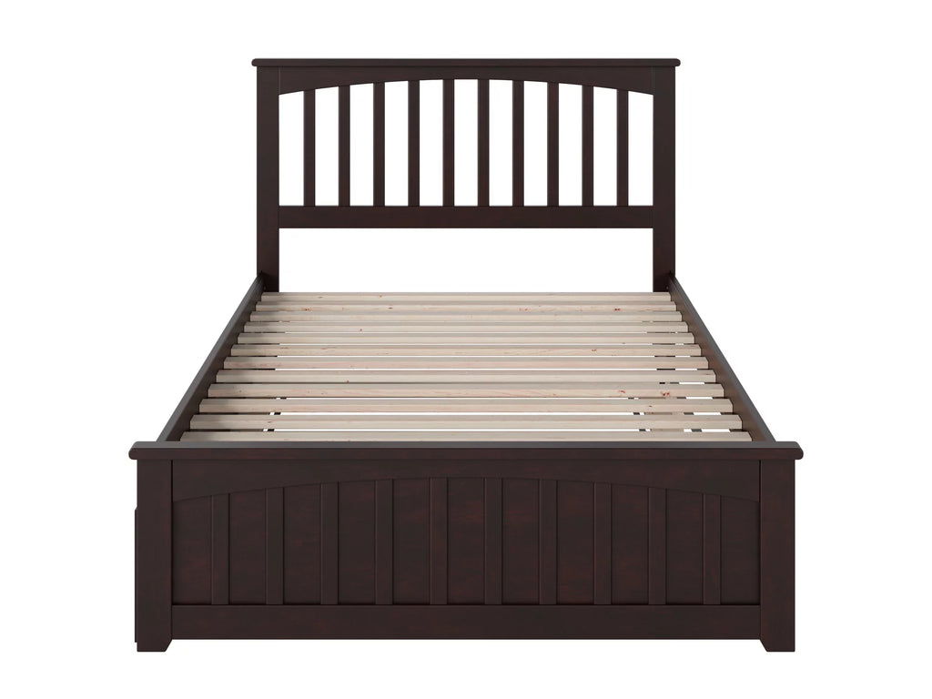 Full Platform Bed with Foot Board and Trundle Bed in Espresso C9281