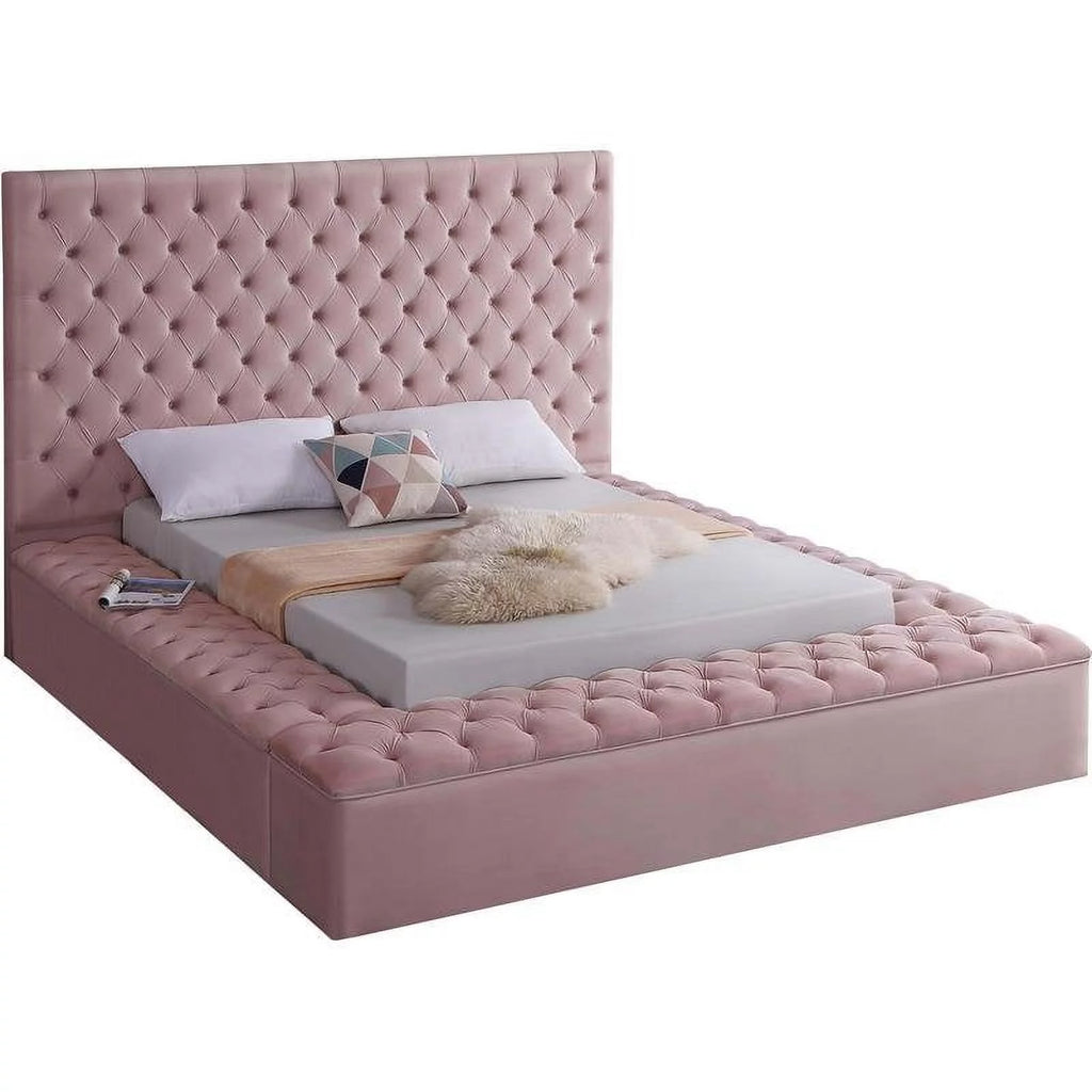 Pink Queen Wood Storage Platform Bed O832331