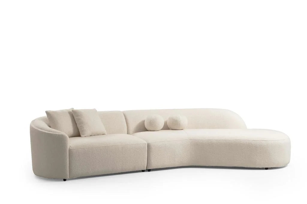 Ivory Boucle Curved Sectional M527
