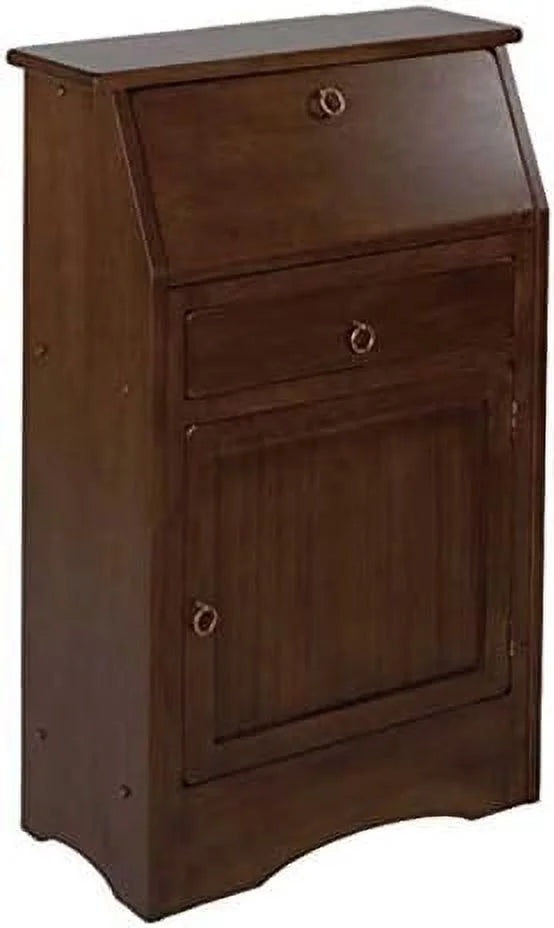 Secretary Desk with Cabinet Door, Fold-Down Table, Shelves, Walnut Finish I98245
