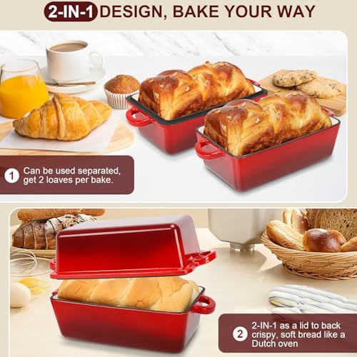 9x5 Inch Enameled Cast Iron Loaf Pan with Lid Q30591