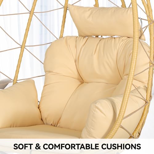 Beige Wicker Rocking Egg Chair A6406