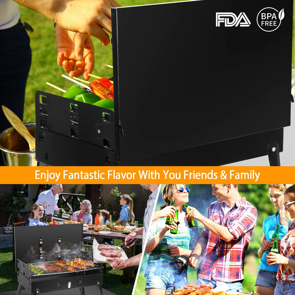 Portable Charcoal Grill with Non-Stick Grill Mat J86381