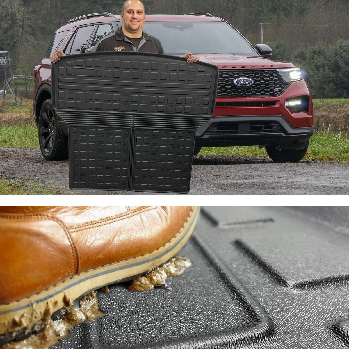 Black TPV Rear Trunk Cargo Mat, Pack of 2 T434