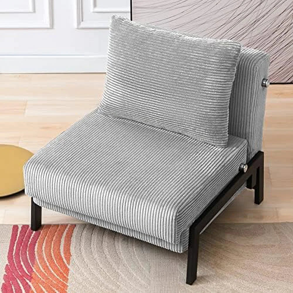 Light Grey Velvet Convertible Futon Sofa Bed M9373