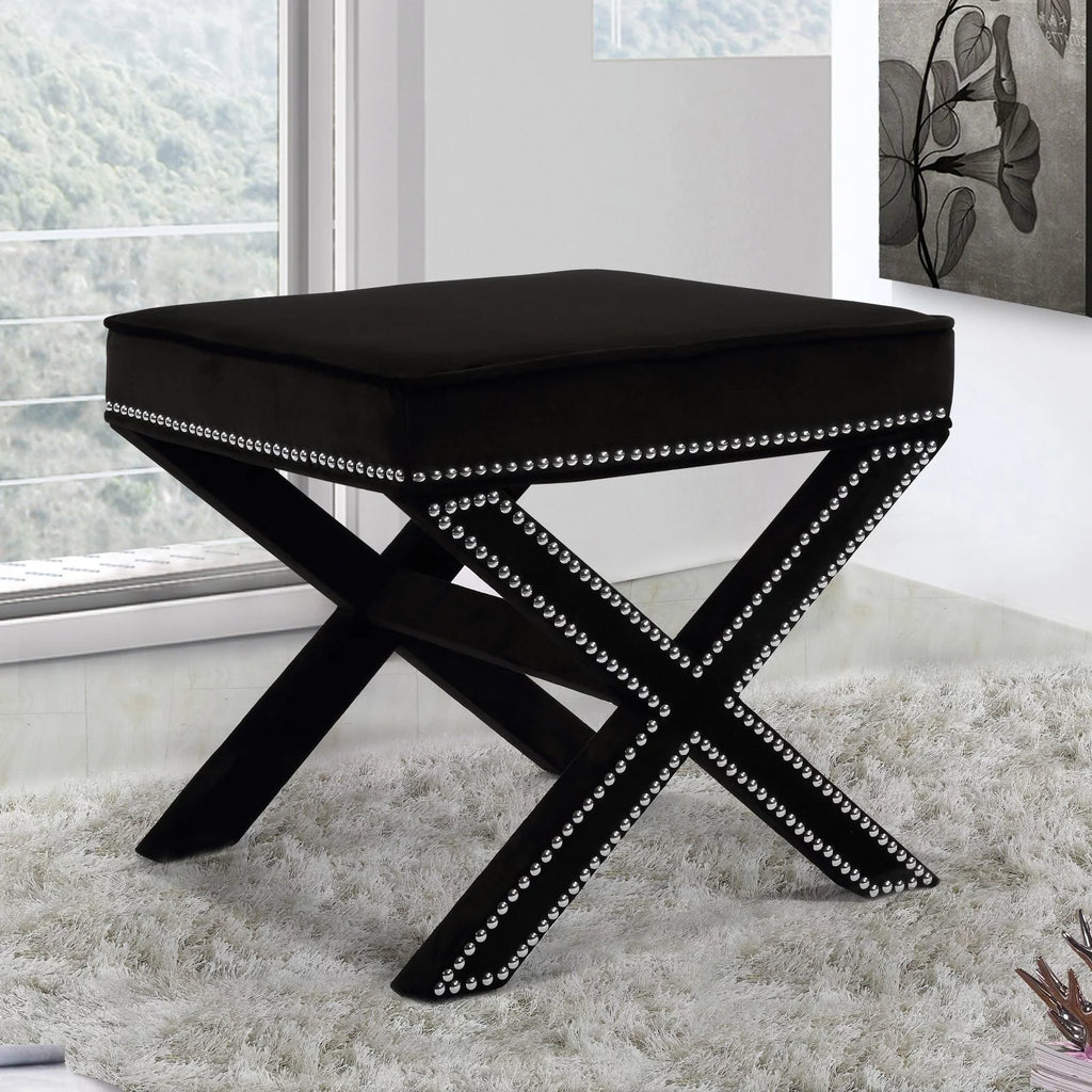Navy Velvet Ottoman/Bench Z6097